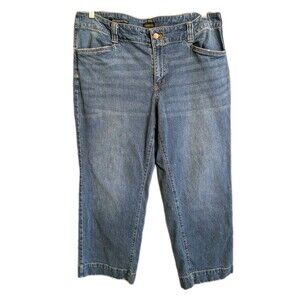 Talbots Classic Jean Trouser Women's Size 16WP Wide Leg Blue Denim Casual Kinney